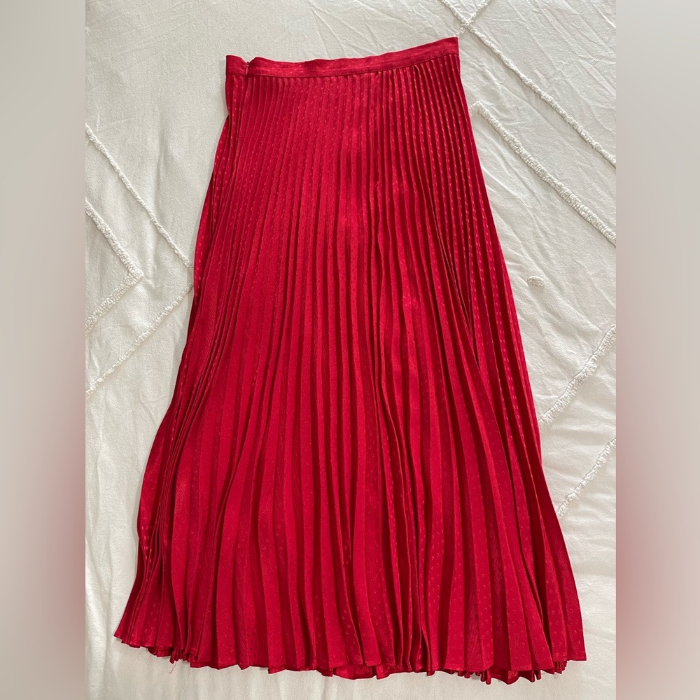 Red Maxi Pleated Skirt